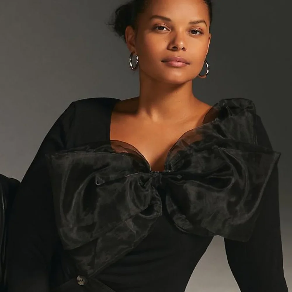 Anthropologie Black Bow Blouse - Picture 6 of 11